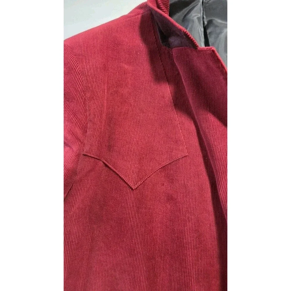 Sheplers Men 54L Western Corduroy Blazer Jacket Red Maroon Yoke Elbow Patch Tall
